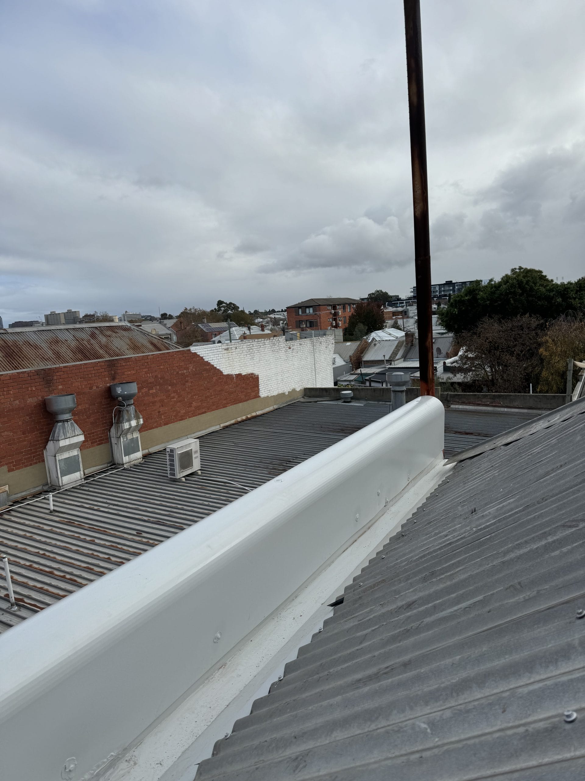 Box gutter installation on a roof