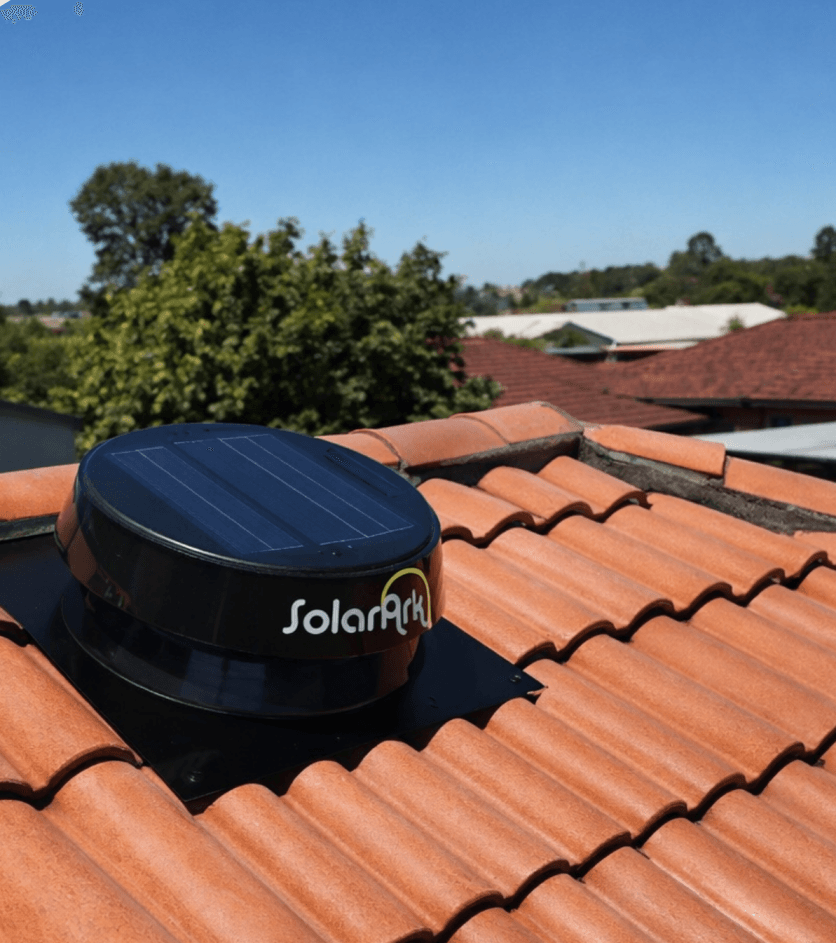 Solar roof vents installed on a roof