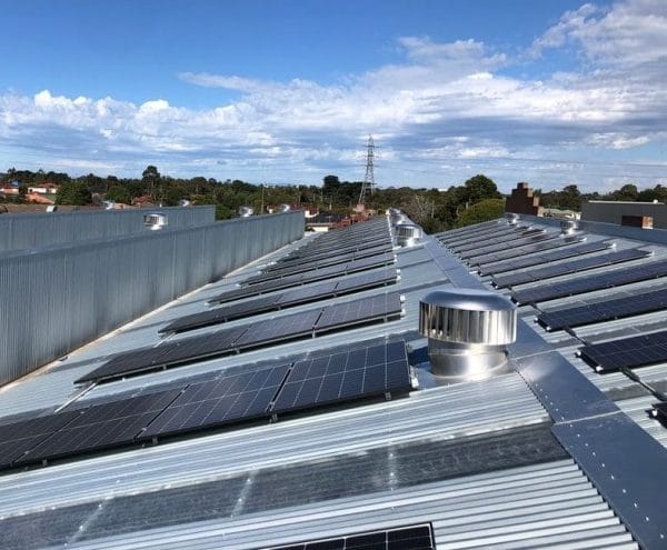 Commercial whirlybirds installed on a Melbourne warehouse roof